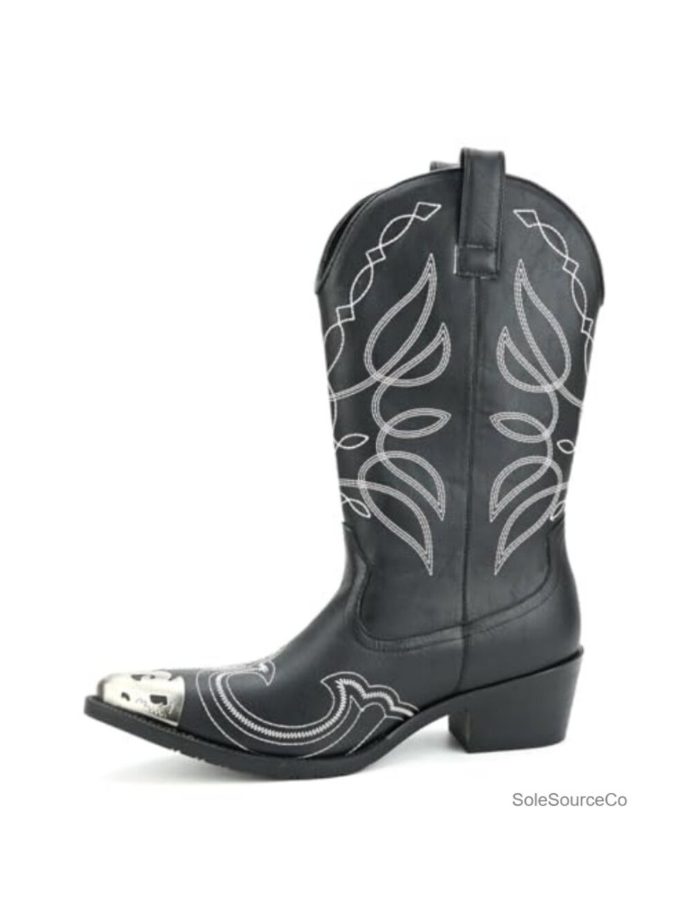Men's Western Cowboy Boots Faux Leather Embroidered Pull On Mid-Calf Work Boots